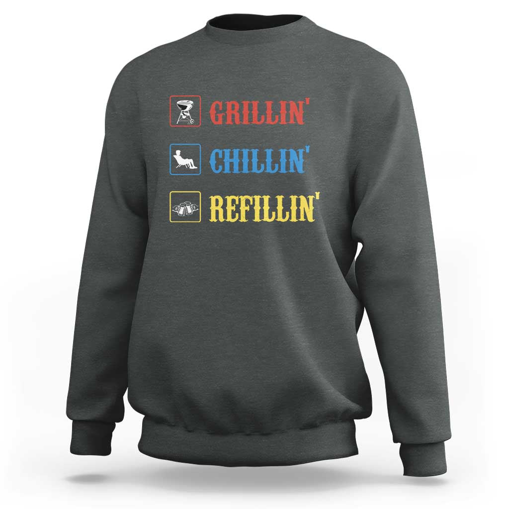 BBQ Lover Sweatshirt Grilling Chillin' Grillin' Refillin' Smoker - Wonder Print Shop