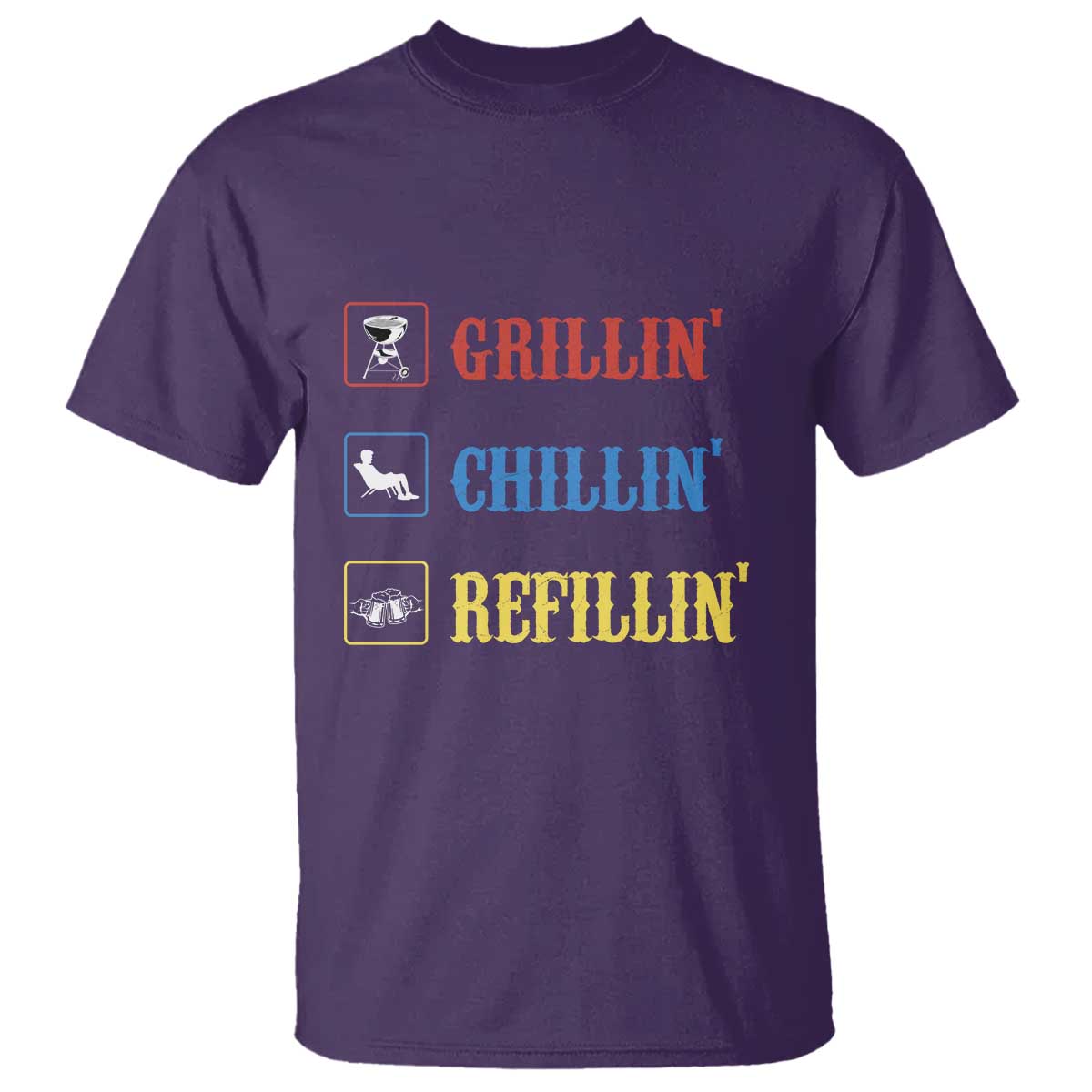 BBQ Lover T Shirt Grilling Chillin' Grillin' Refillin' Smoker - Wonder Print Shop