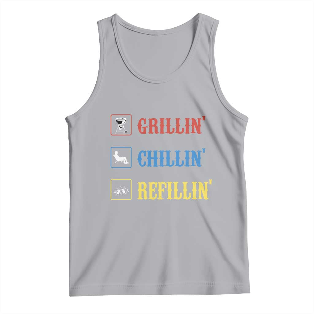 BBQ Lover Tank Top Grilling Chillin' Grillin' Refillin' Smoker - Wonder Print Shop