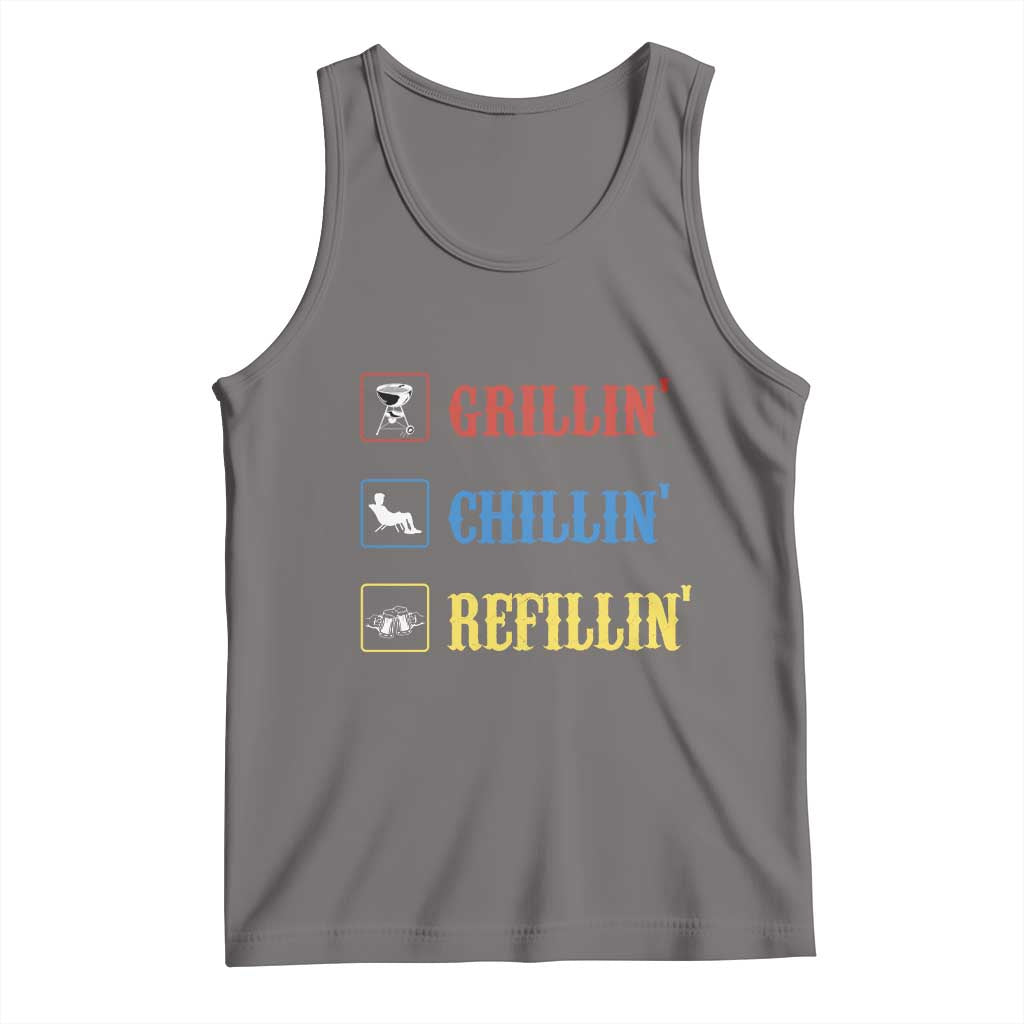 BBQ Lover Tank Top Grilling Chillin' Grillin' Refillin' Smoker - Wonder Print Shop