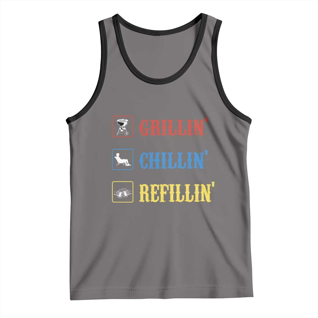BBQ Lover Tank Top Grilling Chillin' Grillin' Refillin' Smoker - Wonder Print Shop