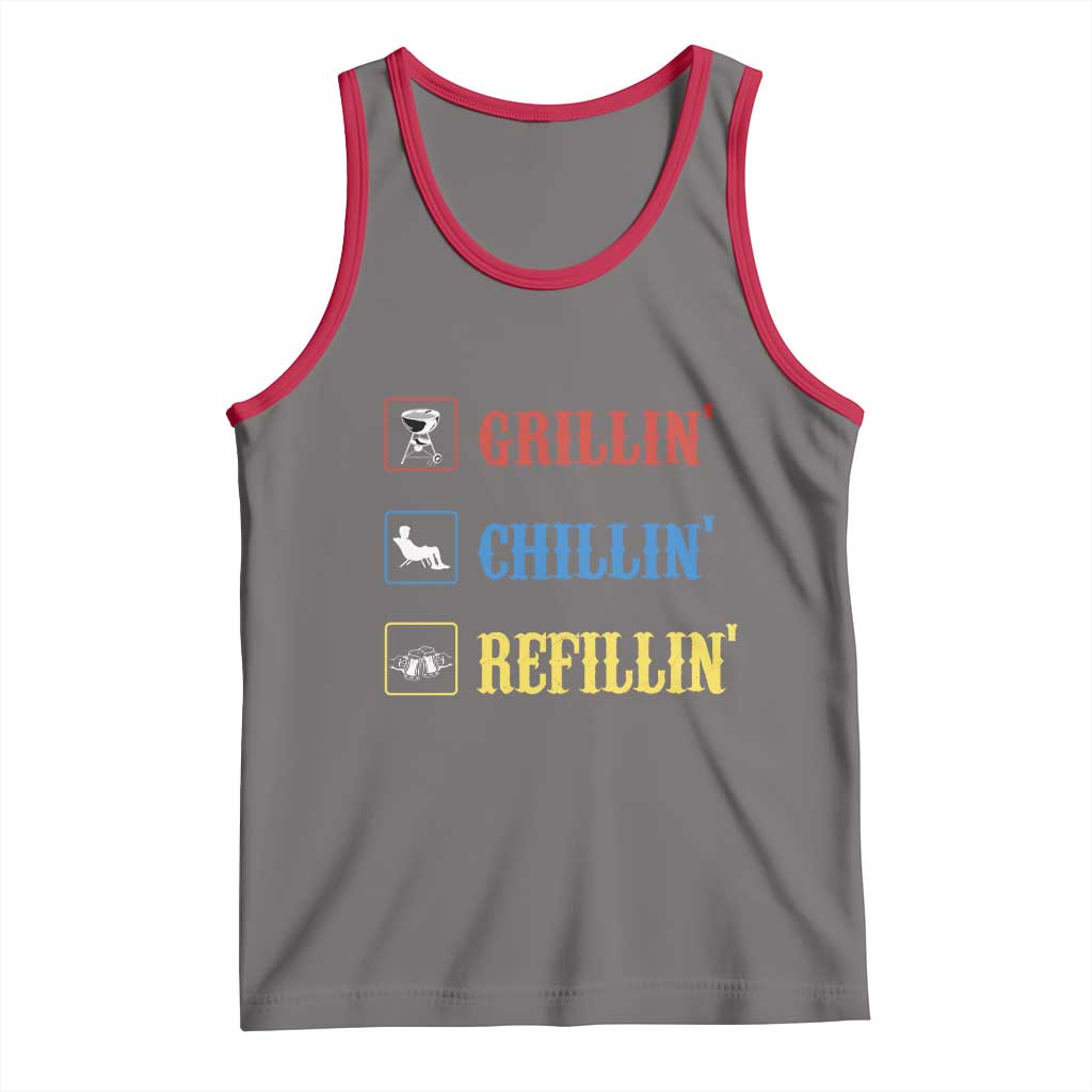 BBQ Lover Tank Top Grilling Chillin' Grillin' Refillin' Smoker - Wonder Print Shop