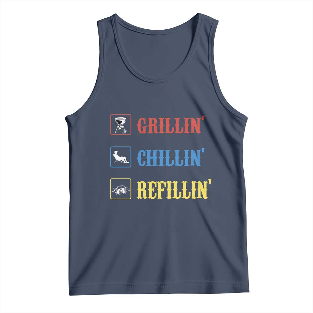 BBQ Lover Tank Top Grilling Chillin' Grillin' Refillin' Smoker - Wonder Print Shop