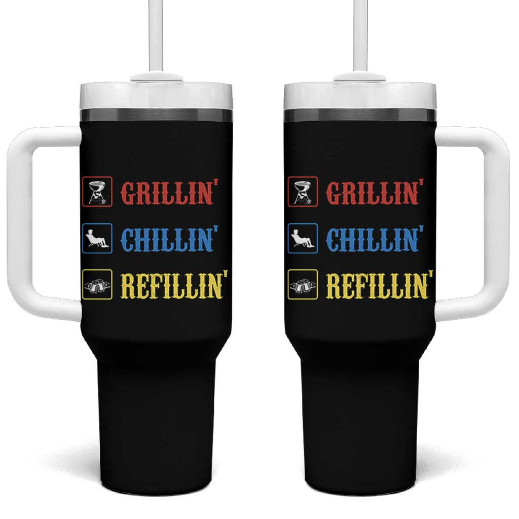 BBQ Lover Tumbler With Handle Grilling Chillin' Grillin' Refillin' Smoker - Wonder Print Shop