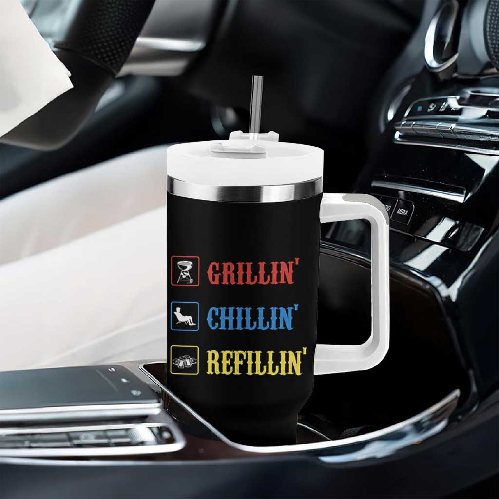 BBQ Lover Tumbler With Handle Grilling Chillin' Grillin' Refillin' Smoker - Wonder Print Shop