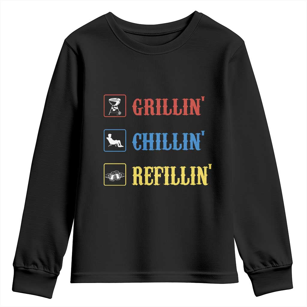 BBQ Lover Youth Sweatshirt Grilling Chillin' Grillin' Refillin' Smoker - Wonder Print Shop