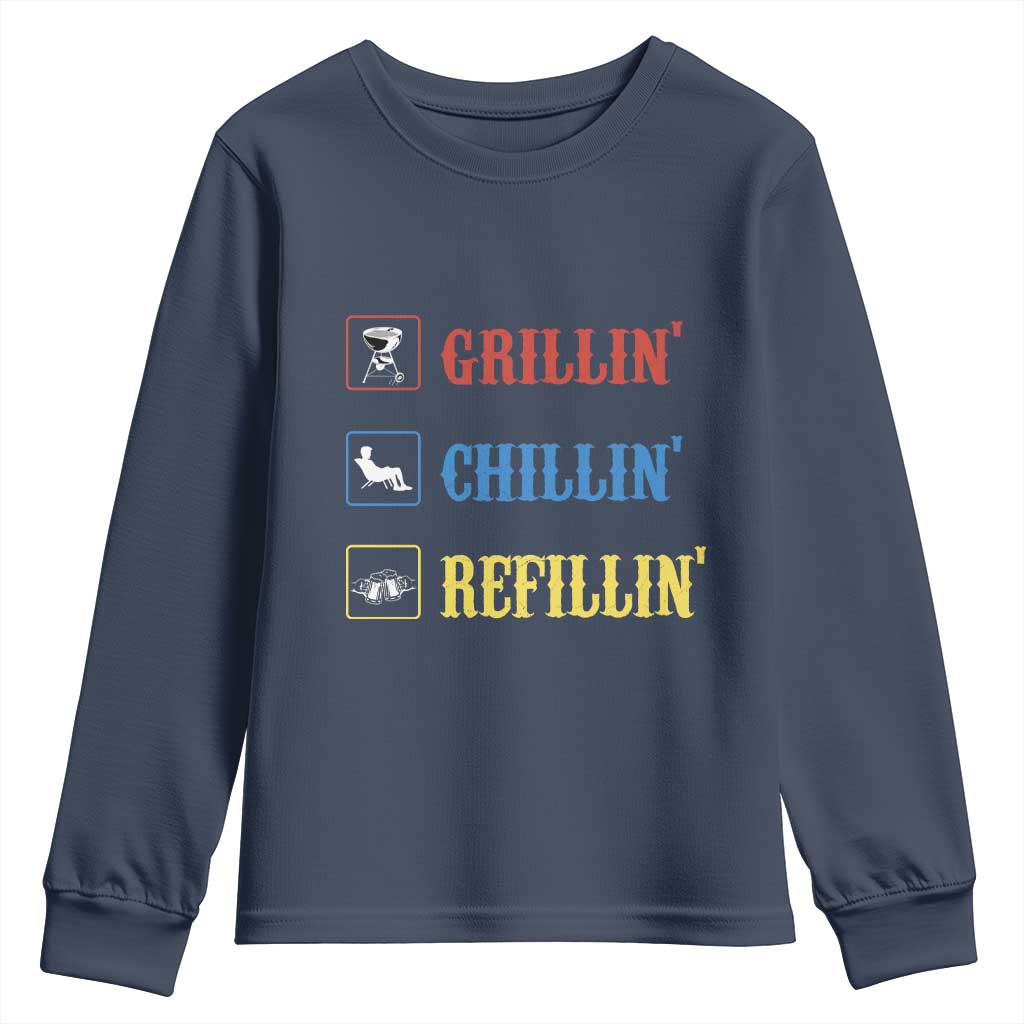 BBQ Lover Youth Sweatshirt Grilling Chillin' Grillin' Refillin' Smoker - Wonder Print Shop