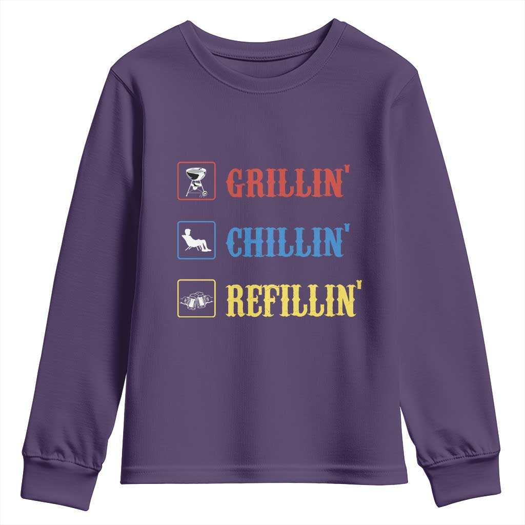 BBQ Lover Youth Sweatshirt Grilling Chillin' Grillin' Refillin' Smoker - Wonder Print Shop