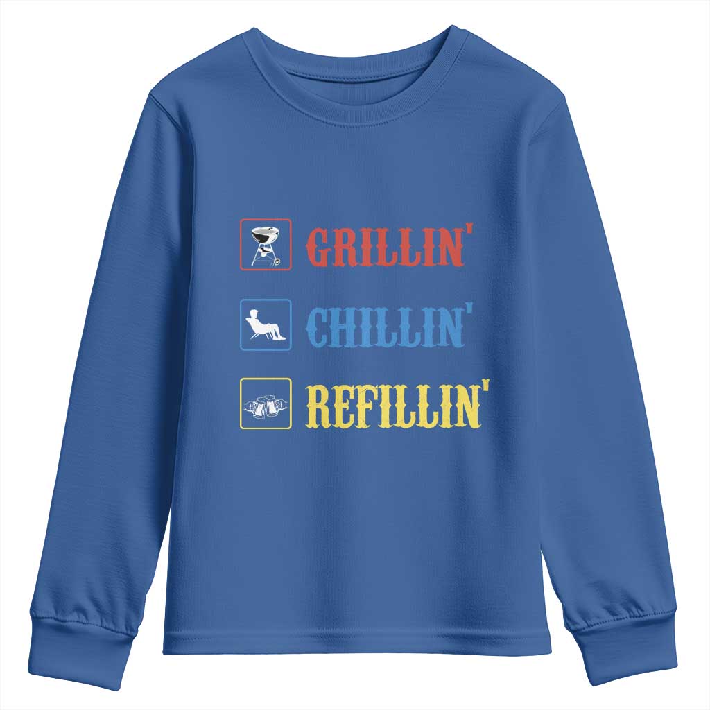 BBQ Lover Youth Sweatshirt Grilling Chillin' Grillin' Refillin' Smoker - Wonder Print Shop