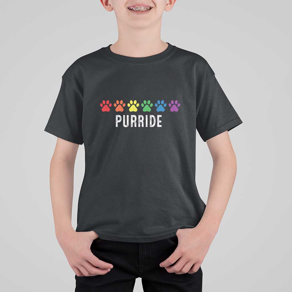 LGBT Cat T Shirt For Kid Purride Rainbow Pride Ally - Wonder Print Shop