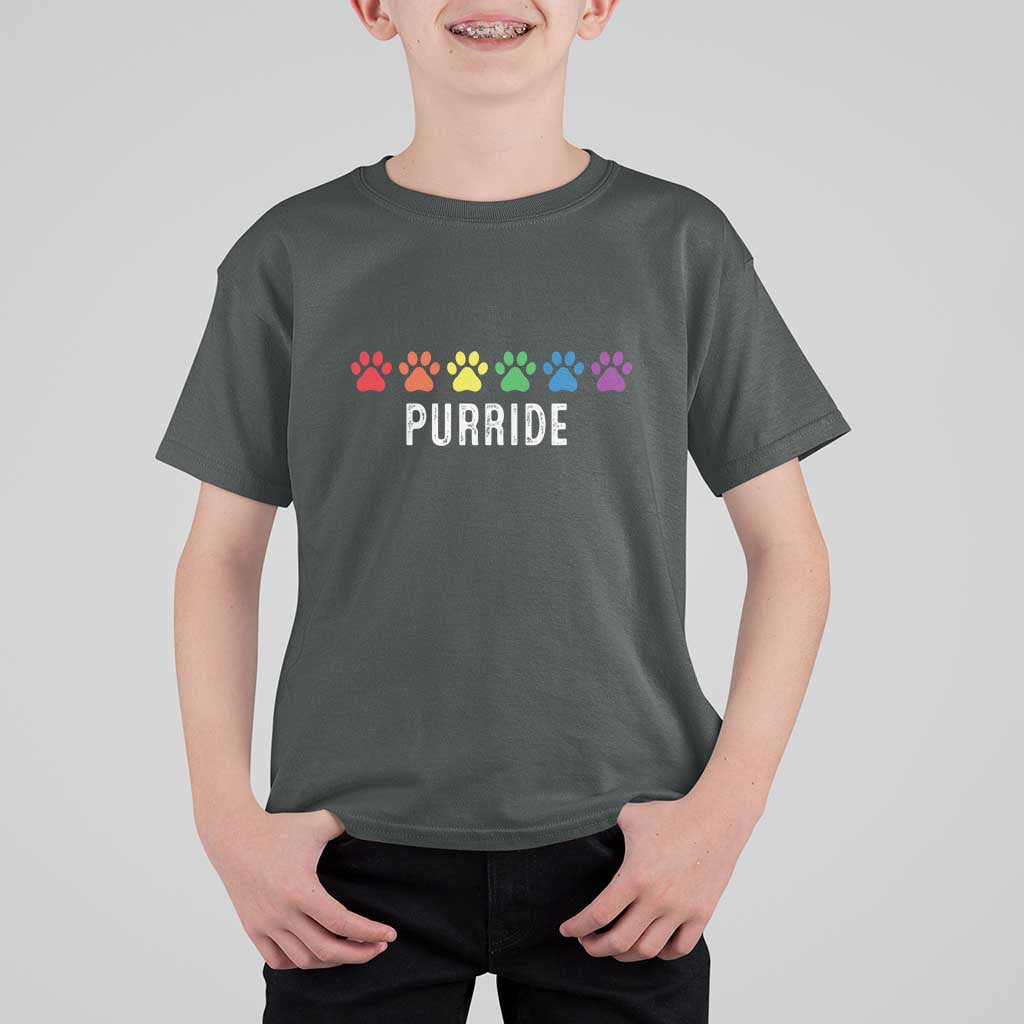 LGBT Cat T Shirt For Kid Purride Rainbow Pride Ally - Wonder Print Shop