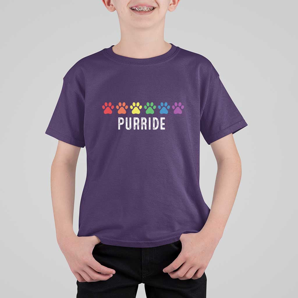 LGBT Cat T Shirt For Kid Purride Rainbow Pride Ally - Wonder Print Shop
