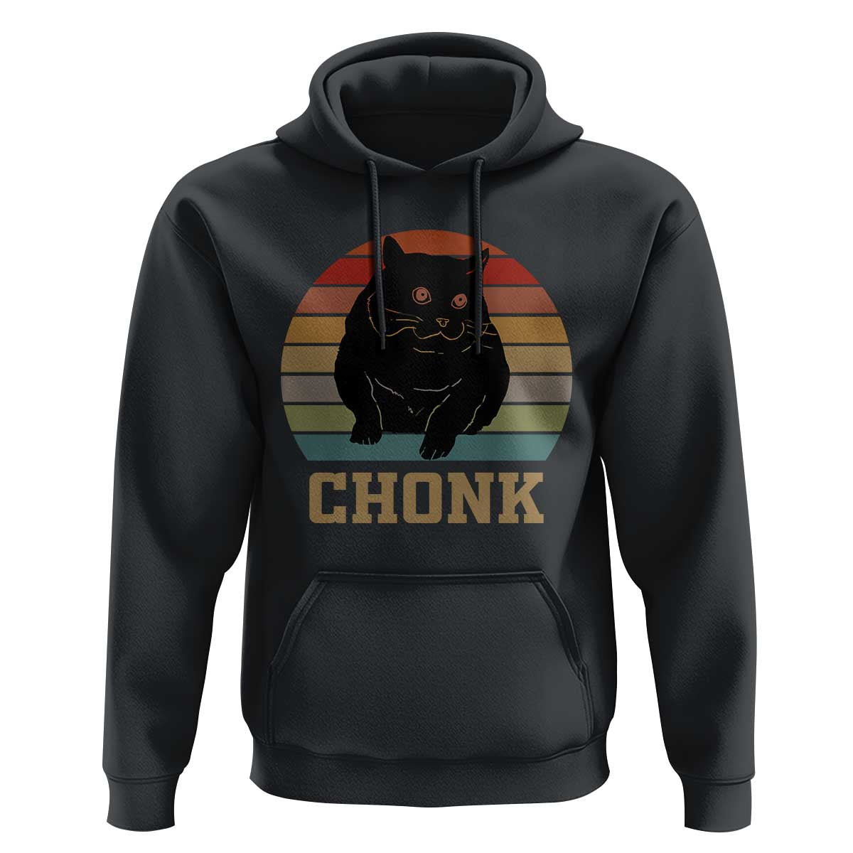 Funny Cat Hoodie Chonk Black Fat Kitten - Wonder Print Shop