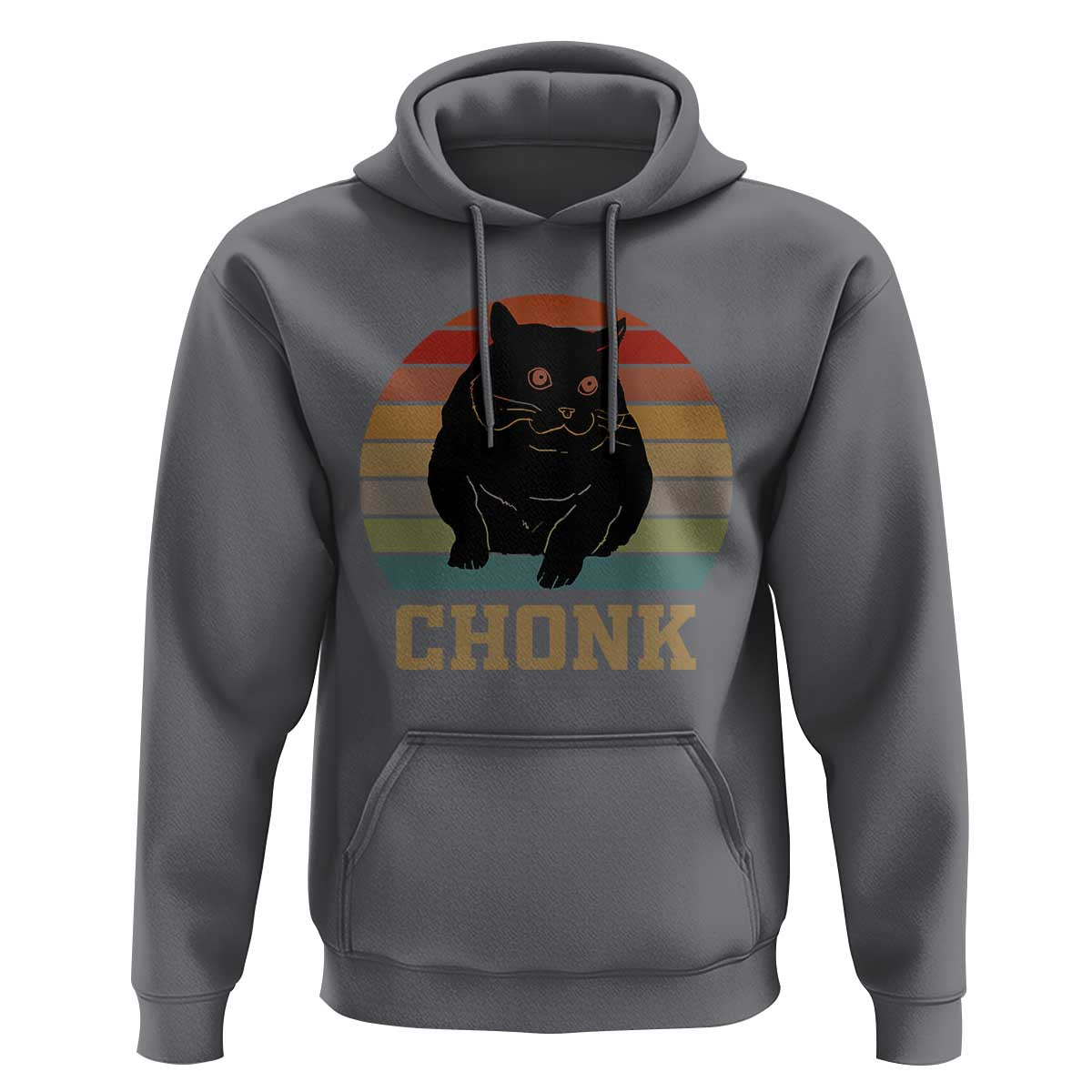 Funny Cat Hoodie Chonk Black Fat Kitten - Wonder Print Shop