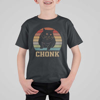 Funny Cat T Shirt For Kid Chonk Black Fat Kitten - Wonder Print Shop