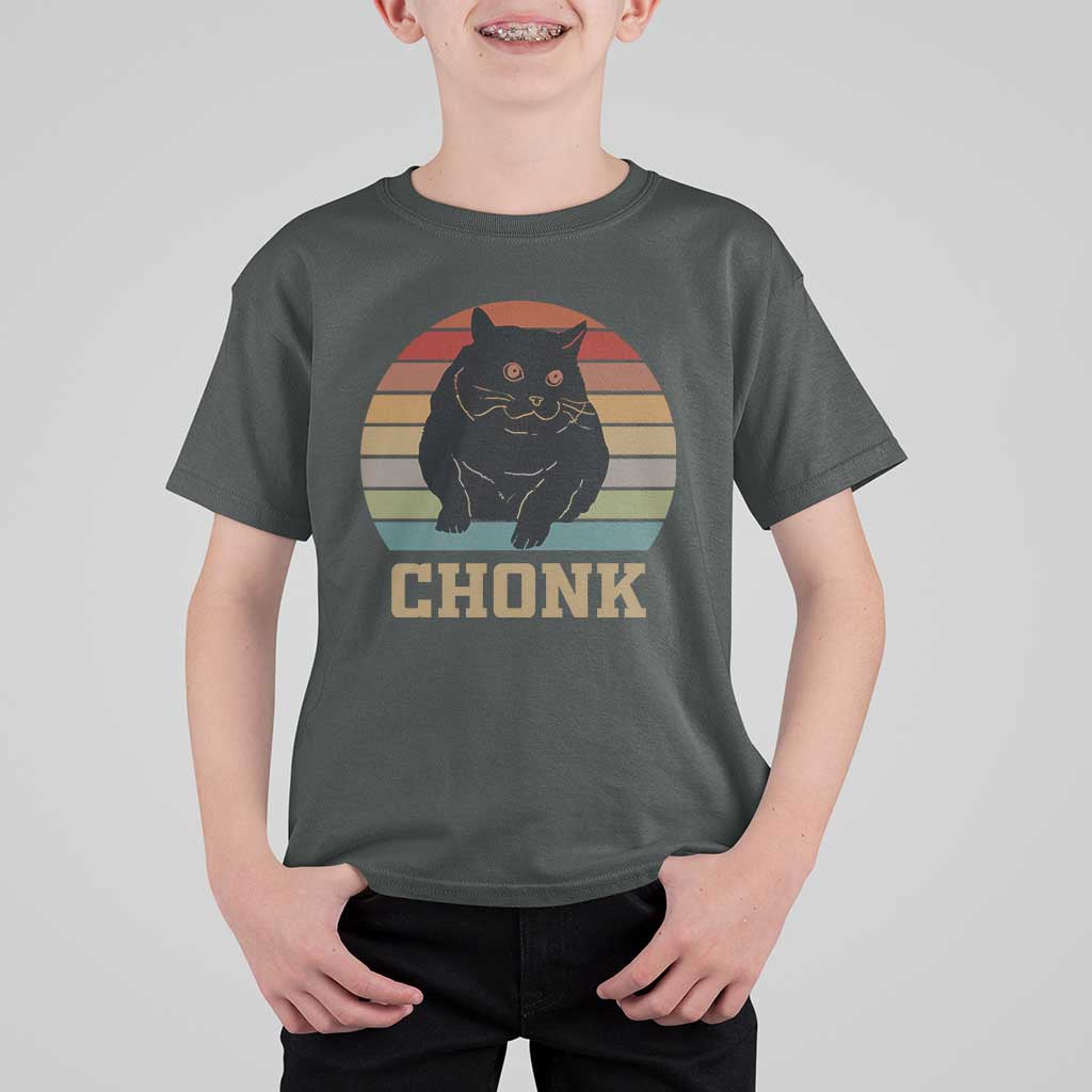 Funny Cat T Shirt For Kid Chonk Black Fat Kitten - Wonder Print Shop
