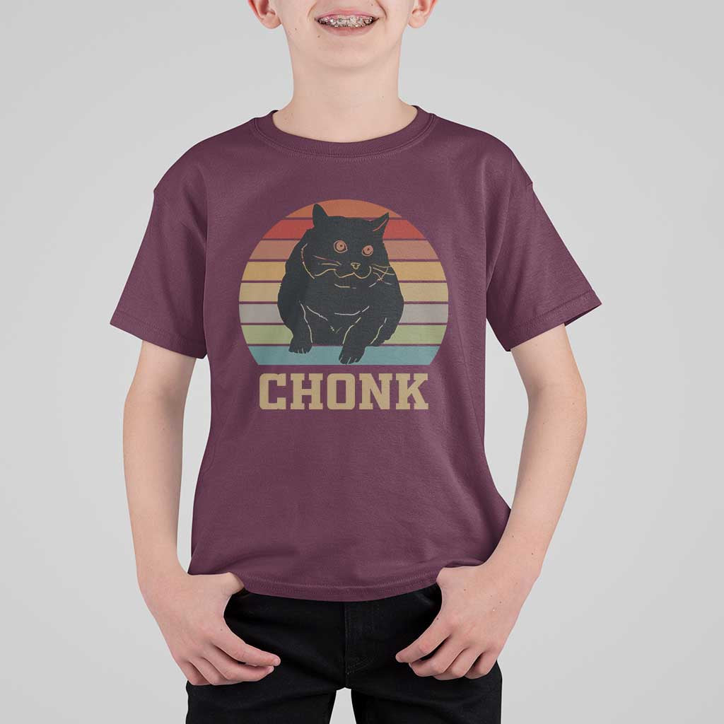 Funny Cat T Shirt For Kid Chonk Black Fat Kitten - Wonder Print Shop
