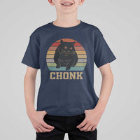 Funny Cat T Shirt For Kid Chonk Black Fat Kitten - Wonder Print Shop