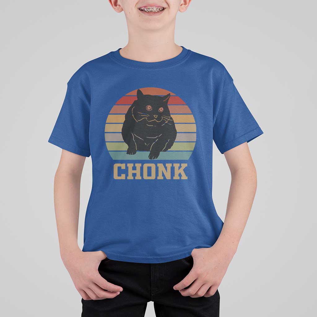 Funny Cat T Shirt For Kid Chonk Black Fat Kitten - Wonder Print Shop