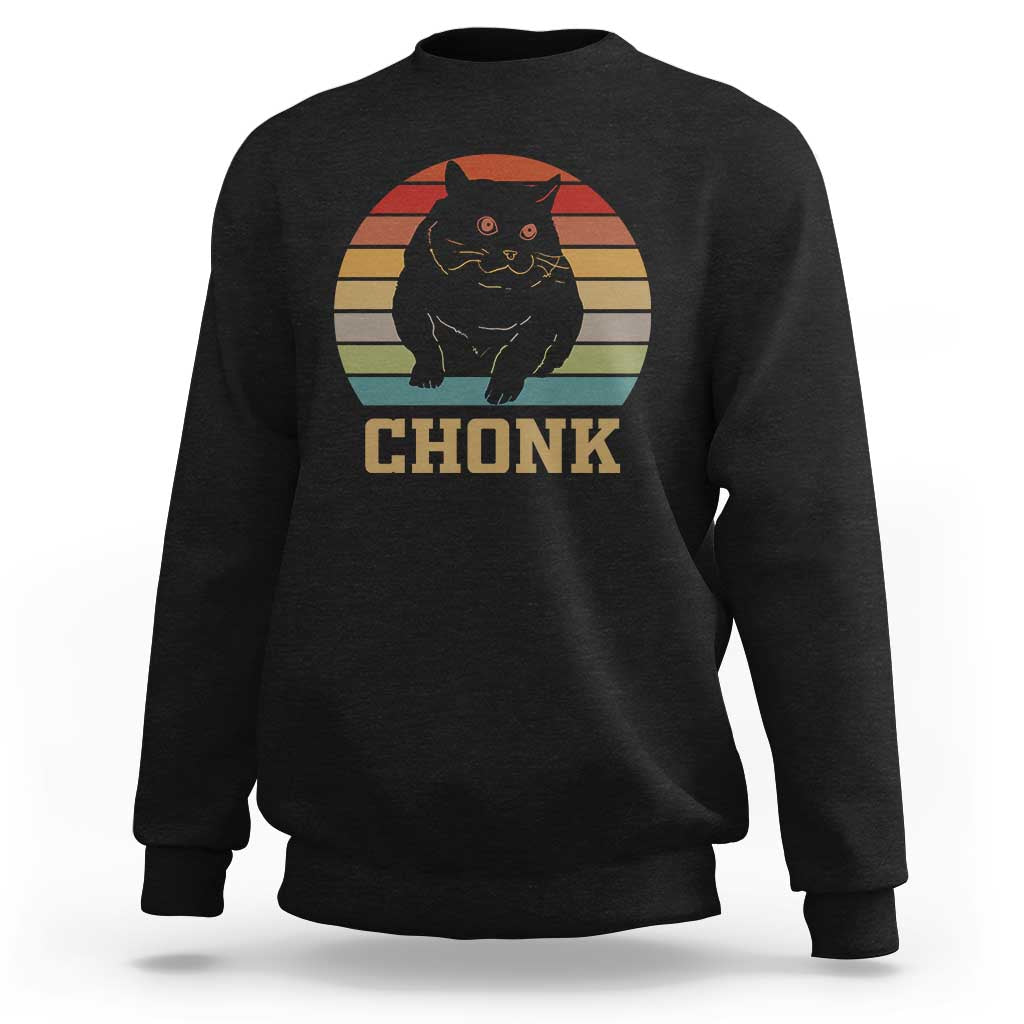 Funny Cat Sweatshirt Chonk Black Fat Kitten - Wonder Print Shop