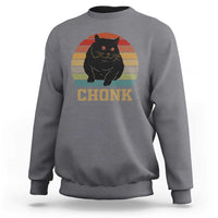 Funny Cat Sweatshirt Chonk Black Fat Kitten - Wonder Print Shop