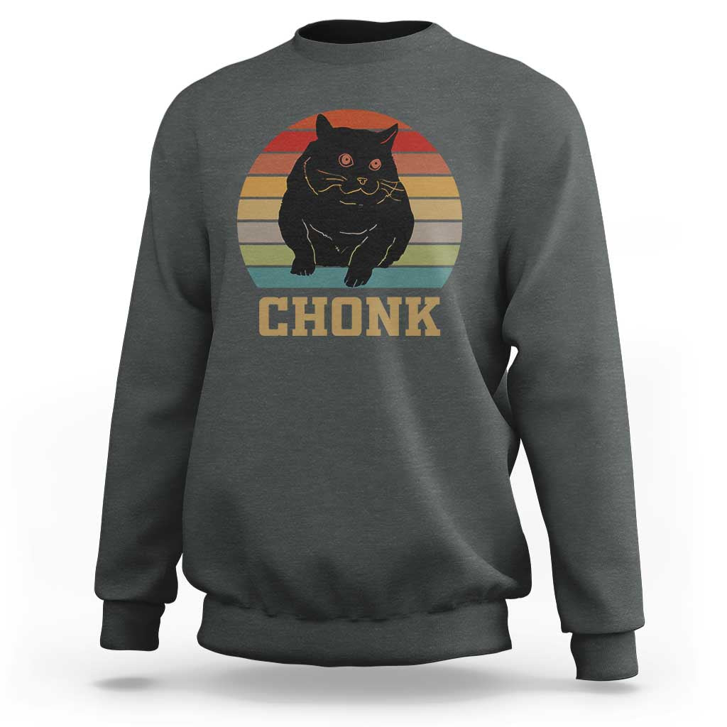 Funny Cat Sweatshirt Chonk Black Fat Kitten - Wonder Print Shop