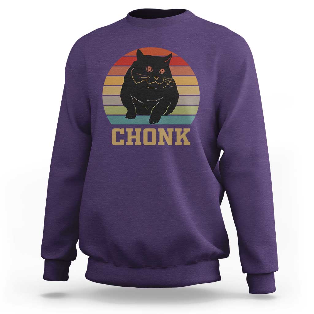 Funny Cat Sweatshirt Chonk Black Fat Kitten - Wonder Print Shop