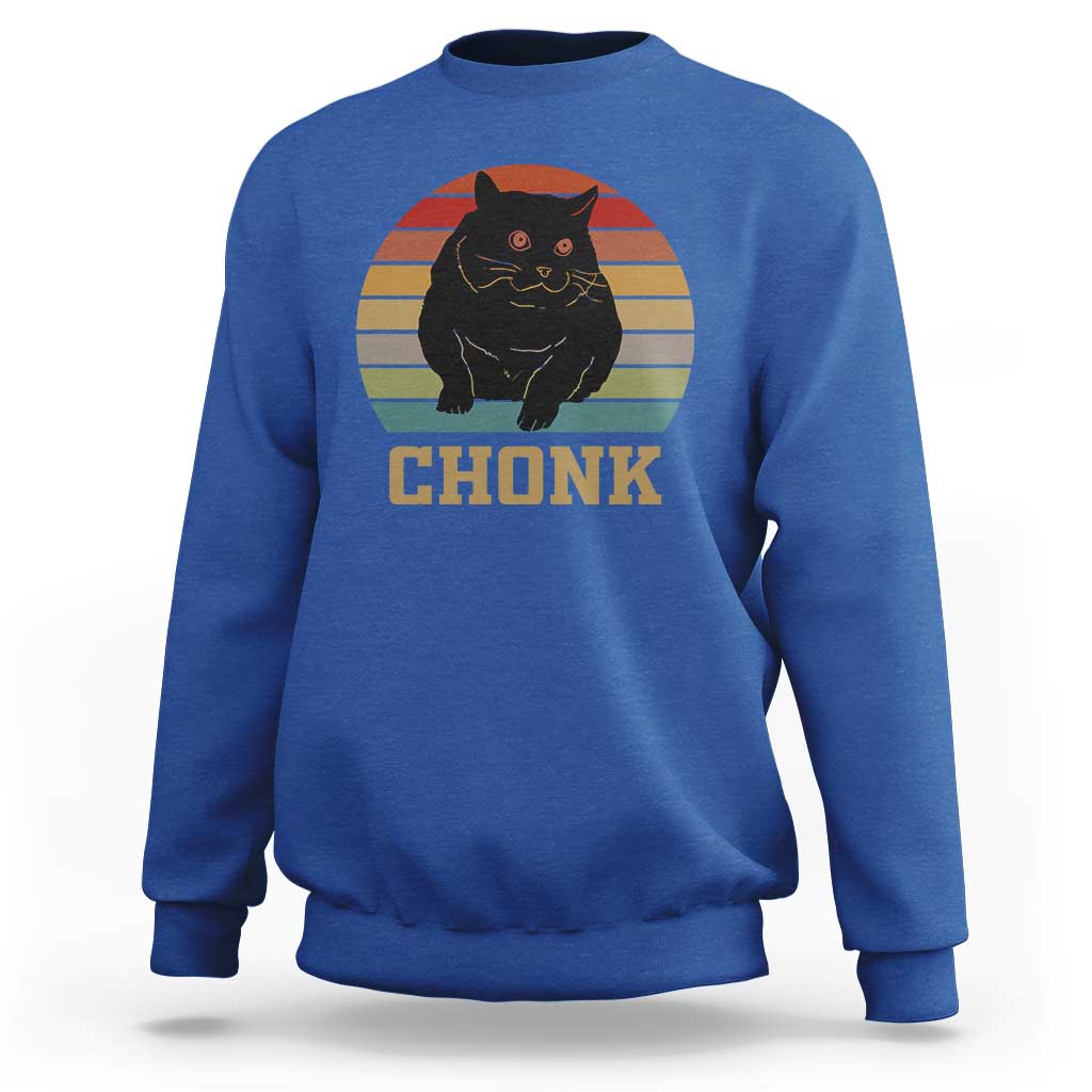 Funny Cat Sweatshirt Chonk Black Fat Kitten - Wonder Print Shop