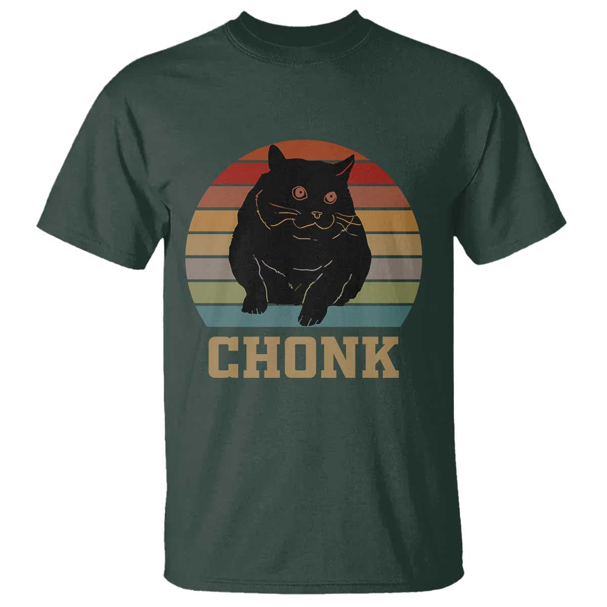 Funny Cat T Shirt Chonk Black Fat Kitten - Wonder Print Shop