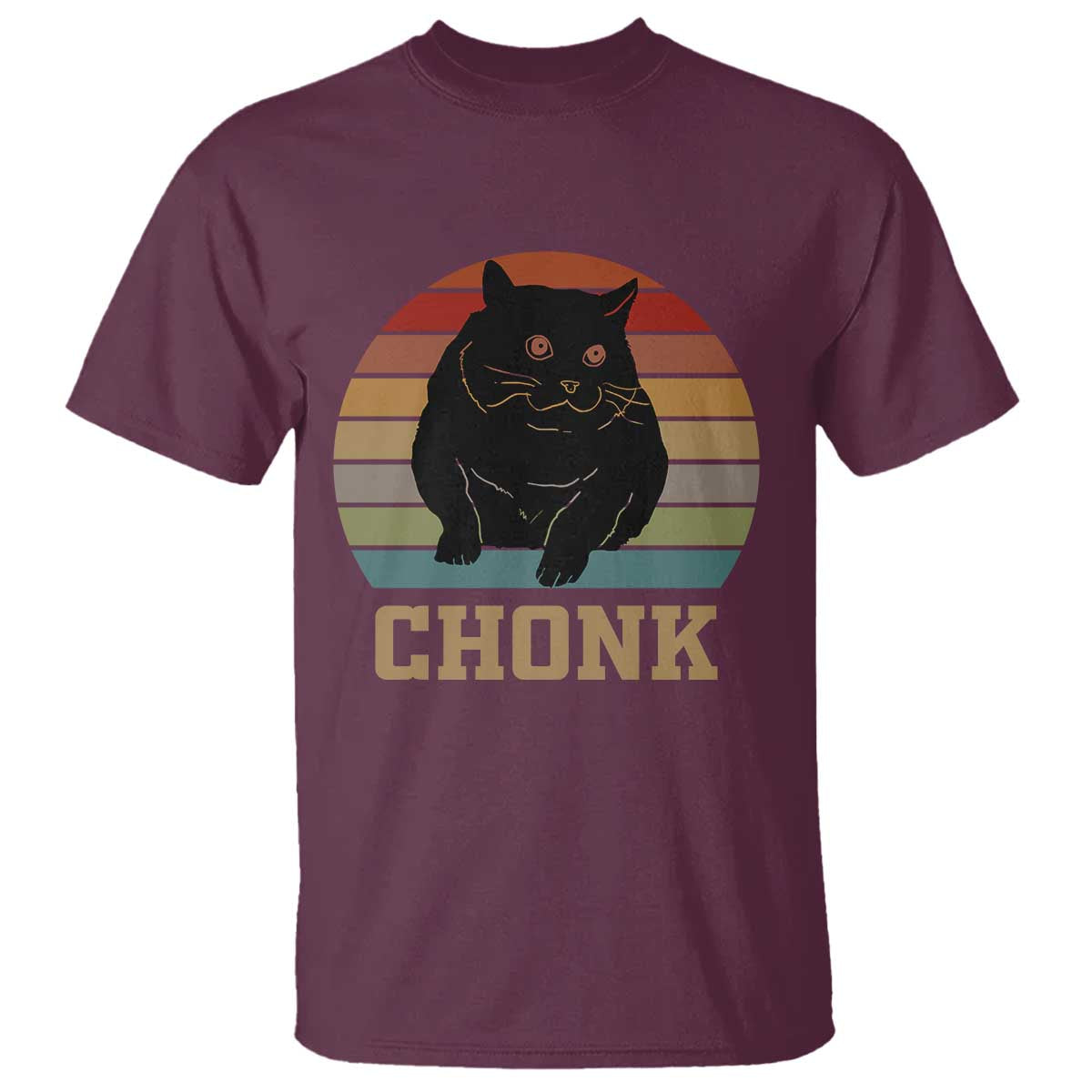 Funny Cat T Shirt Chonk Black Fat Kitten - Wonder Print Shop