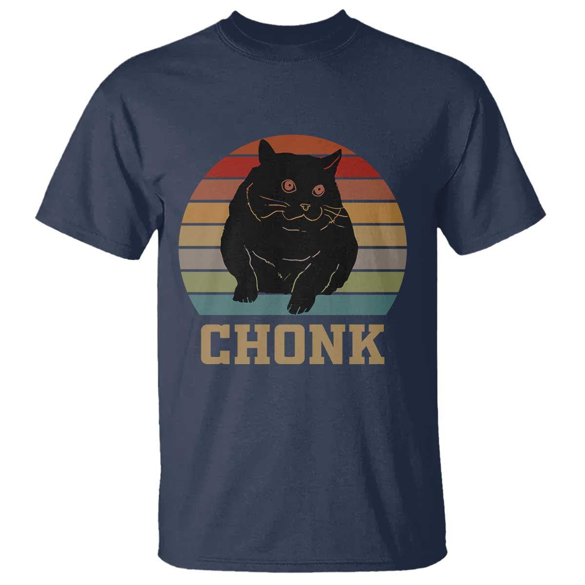 Funny Cat T Shirt Chonk Black Fat Kitten - Wonder Print Shop
