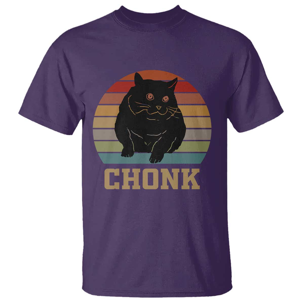 Funny Cat T Shirt Chonk Black Fat Kitten - Wonder Print Shop