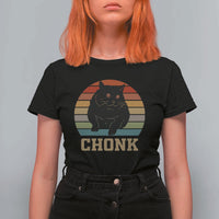 Funny Cat T Shirt For Women Chonk Black Fat Kitten - Wonder Print Shop