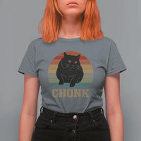 Funny Cat T Shirt For Women Chonk Black Fat Kitten - Wonder Print Shop