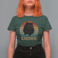 Funny Cat T Shirt For Women Chonk Black Fat Kitten - Wonder Print Shop