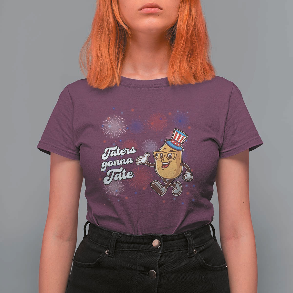 Funny Tater Tot Foodie T Shirt For Women Taters Gonna Tate Potato - Wonder Print Shop