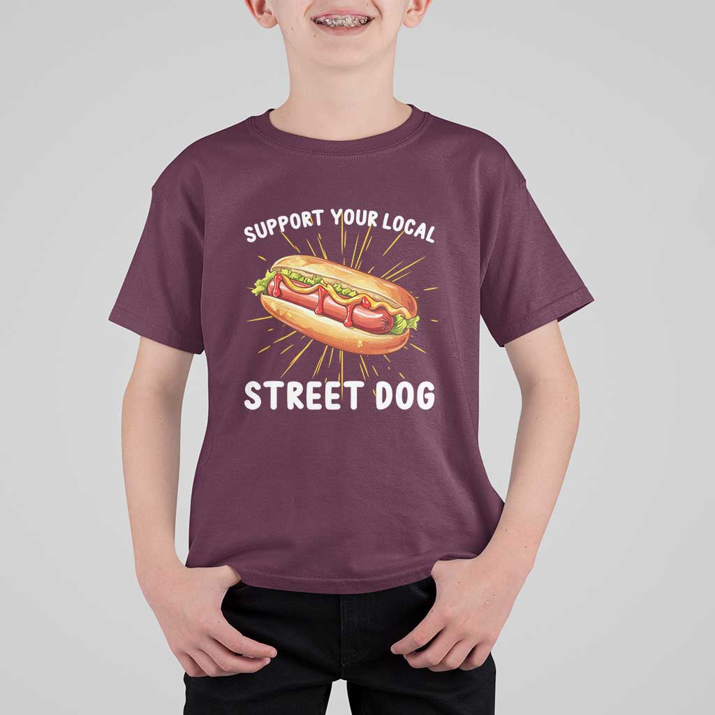 Funny Hotdog T Shirt For Kid Support Your Local Street Dog - Wonder Print Shop