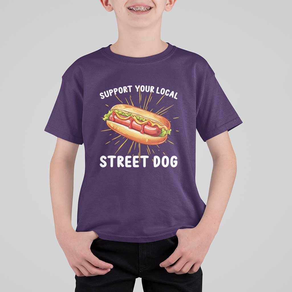 Funny Hotdog T Shirt For Kid Support Your Local Street Dog - Wonder Print Shop