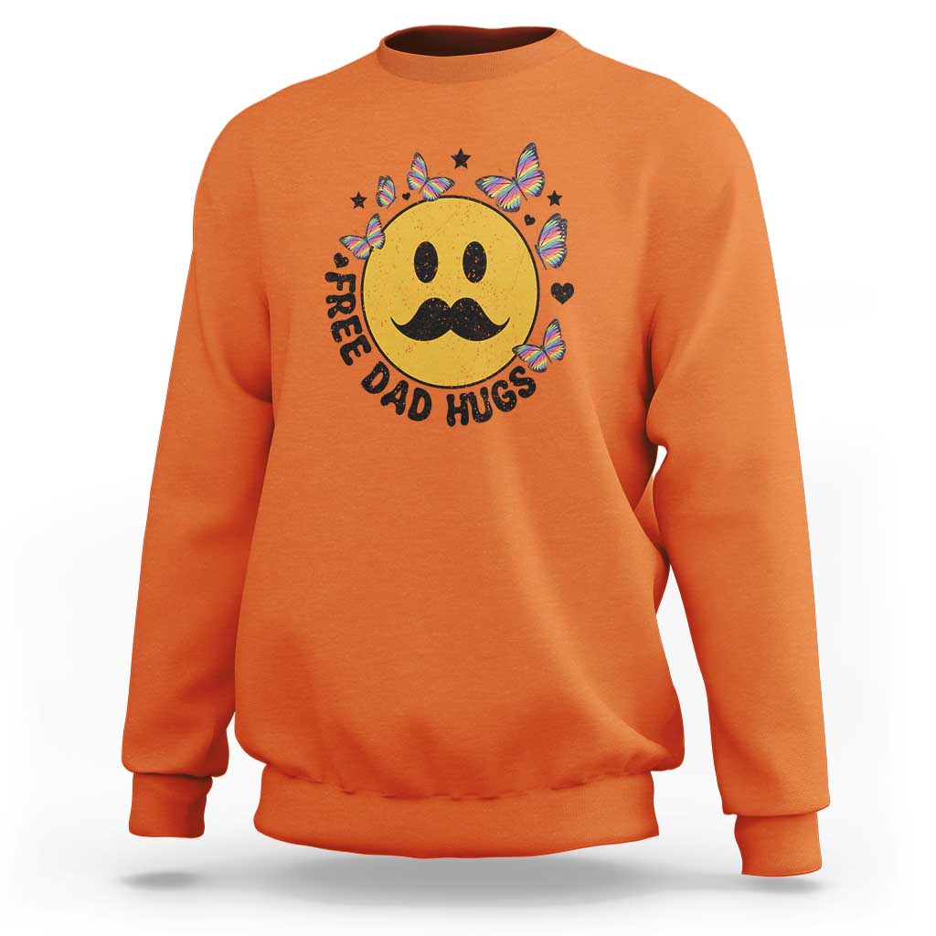 LGBT Free Dad Hugs Sweatshirt Gay Pride Month Retro Groove Smiley Face Community - Wonder Print Shop