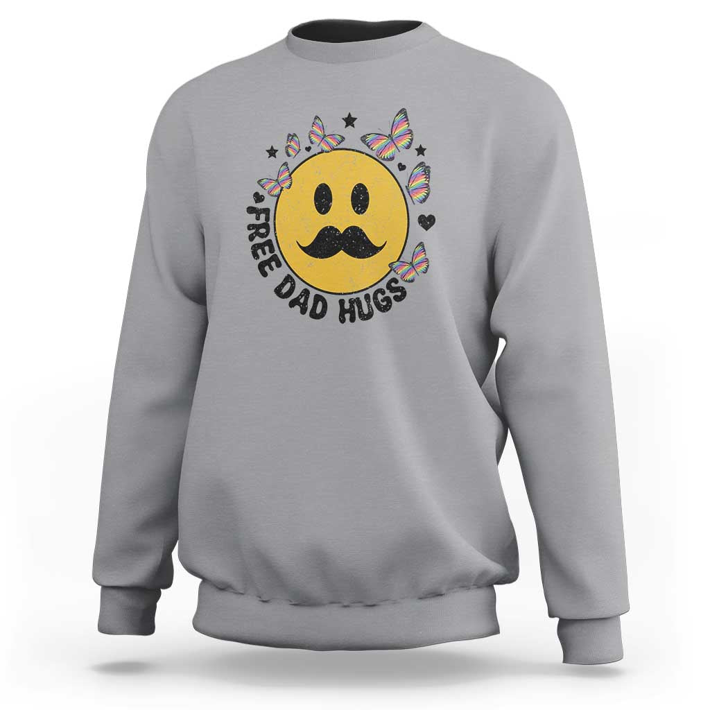 LGBT Free Dad Hugs Sweatshirt Gay Pride Month Retro Groove Smiley Face Community - Wonder Print Shop