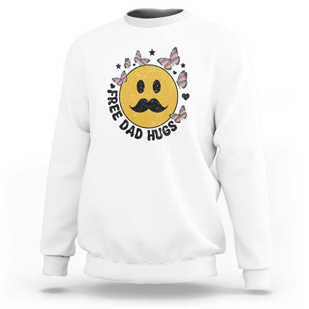 LGBT Free Dad Hugs Sweatshirt Gay Pride Month Retro Groove Smiley Face Community - Wonder Print Shop