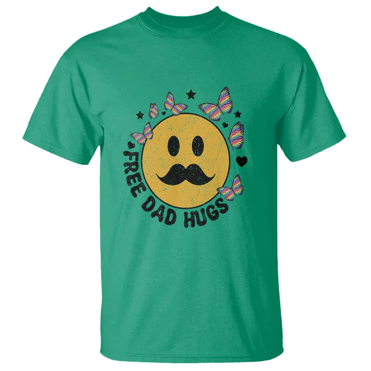 LGBT Free Dad Hugs T Shirt Gay Pride Month Retro Groove Smiley Face Community - Wonder Print Shop