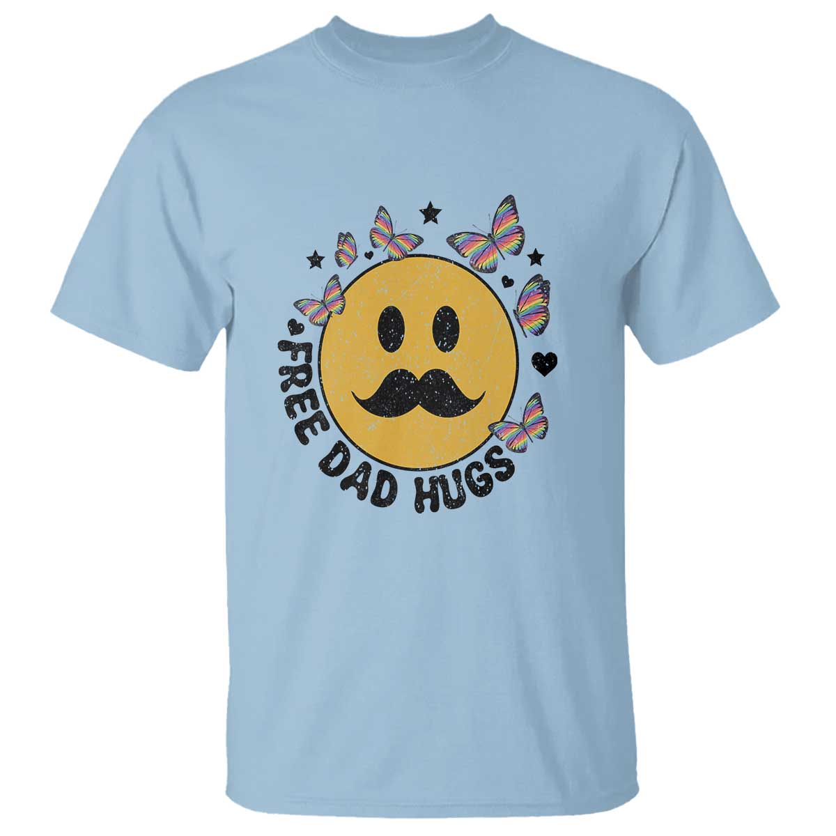 LGBT Free Dad Hugs T Shirt Gay Pride Month Retro Groove Smiley Face Community - Wonder Print Shop