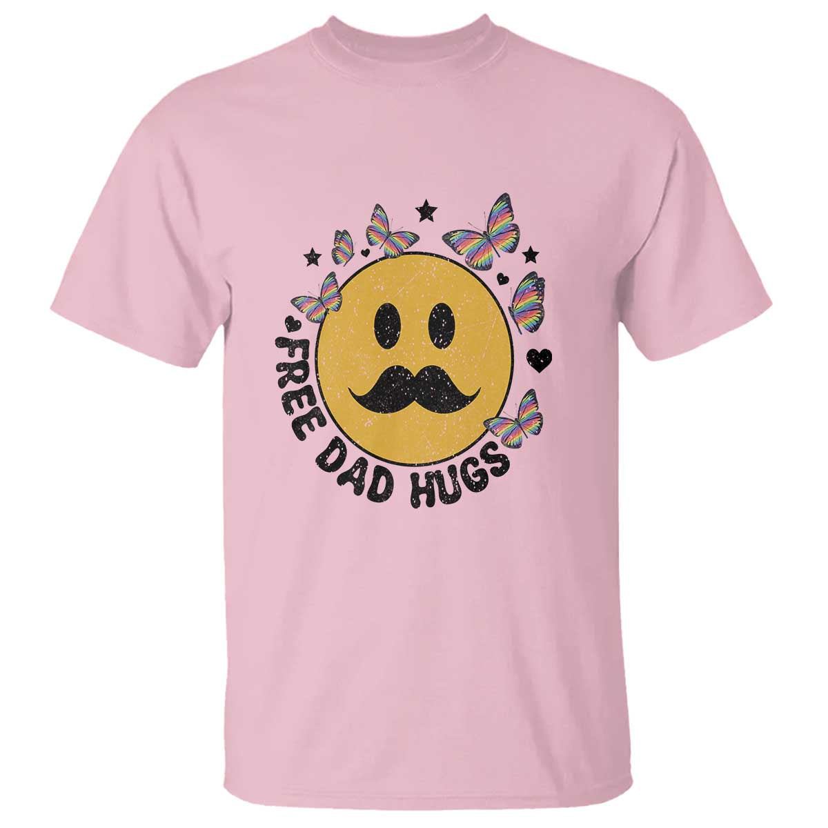 LGBT Free Dad Hugs T Shirt Gay Pride Month Retro Groove Smiley Face Community - Wonder Print Shop