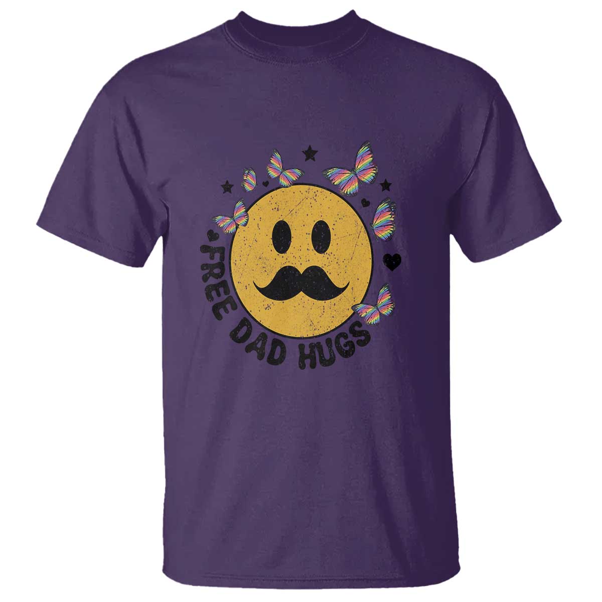 LGBT Free Dad Hugs T Shirt Gay Pride Month Retro Groove Smiley Face Community - Wonder Print Shop