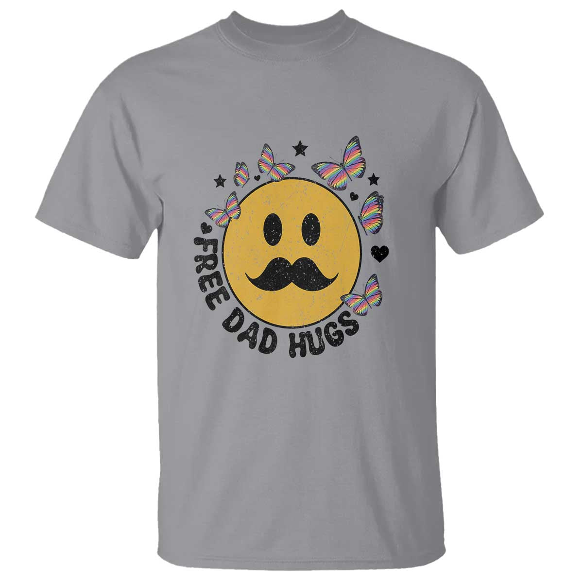 LGBT Free Dad Hugs T Shirt Gay Pride Month Retro Groove Smiley Face Community - Wonder Print Shop