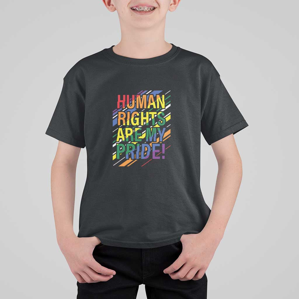 Proud Ally T Shirt For Kid Human Rights Are My Pride Rainbow LGBT Flag - Wonder Print Shop