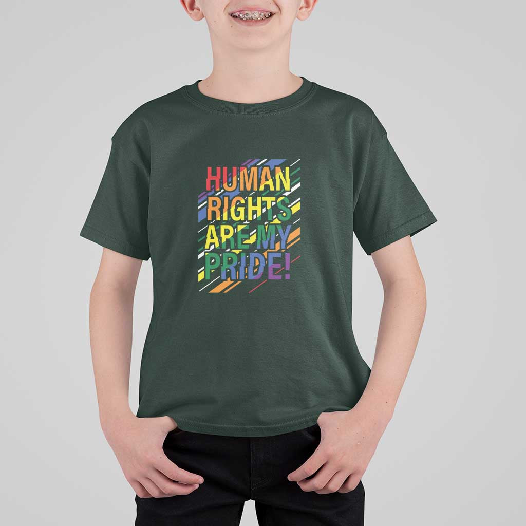 Proud Ally T Shirt For Kid Human Rights Are My Pride Rainbow LGBT Flag - Wonder Print Shop