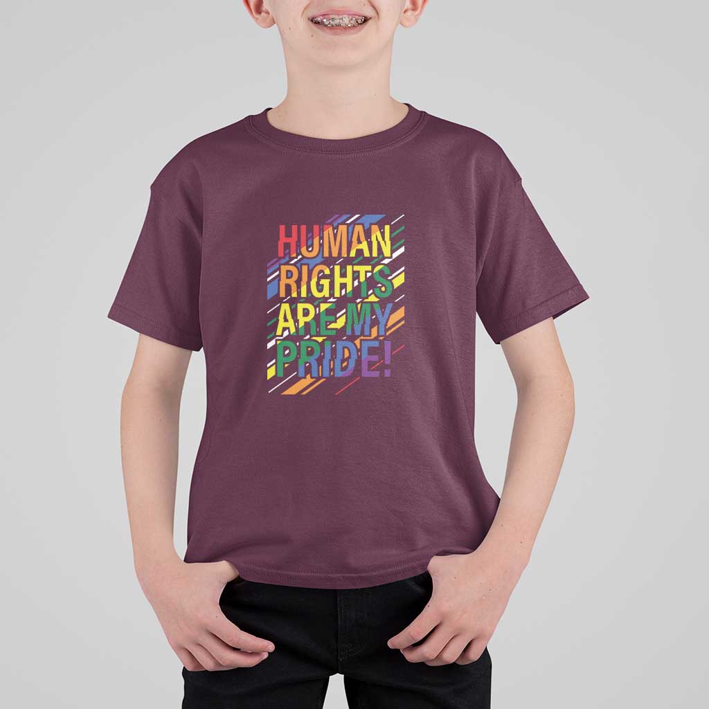 Proud Ally T Shirt For Kid Human Rights Are My Pride Rainbow LGBT Flag - Wonder Print Shop