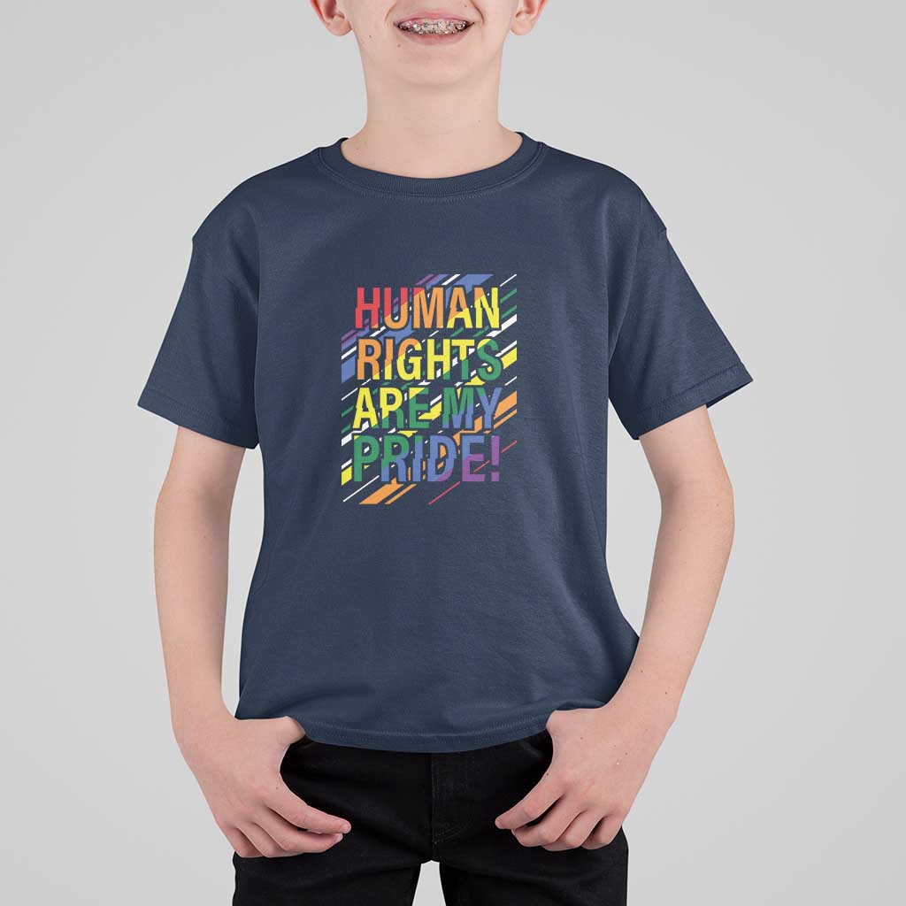 Proud Ally T Shirt For Kid Human Rights Are My Pride Rainbow LGBT Flag - Wonder Print Shop